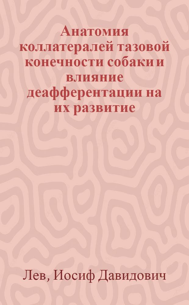 Анатомия коллатералей тазовой конечности собаки и влияние деафферентации на их развитие : Реф. дис. на соискание учен. степени канд. мед. наук гв. майором мед. службы И.Д. Лев
