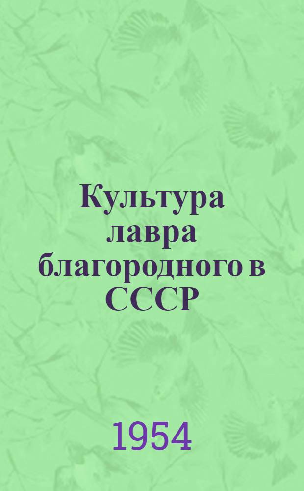 Культура лавра благородного в СССР : Автореферат дис. работы, представл. на соискание учен. степени кандидата биол. наук
