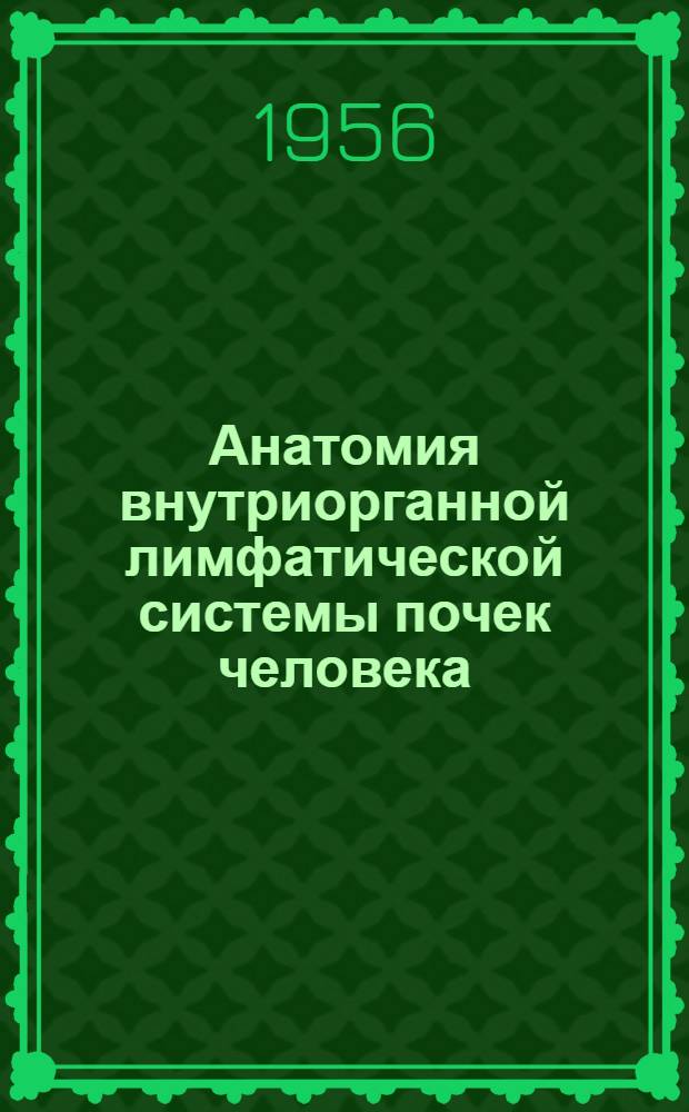 Анатомия внутриорганной лимфатической системы почек человека : Автореферат дис. на соискание учен. степени кандидата мед. наук
