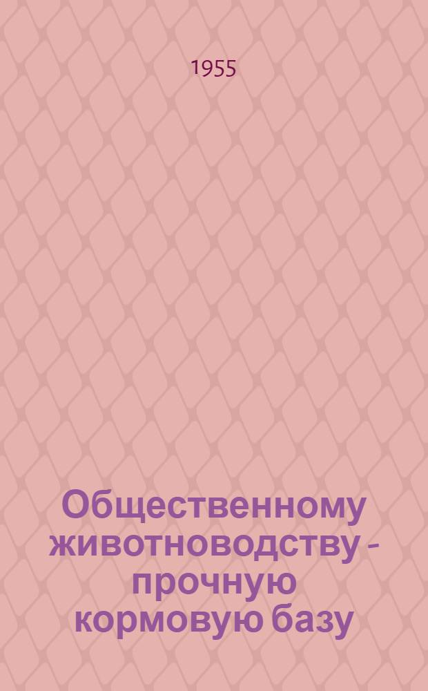Общественному животноводству - прочную кормовую базу