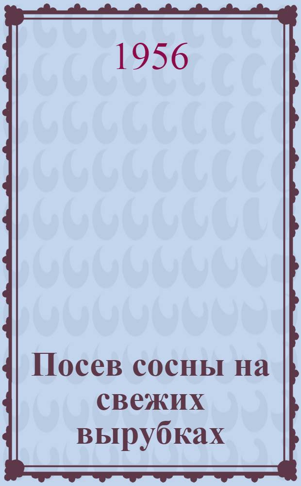 Посев сосны на свежих вырубках