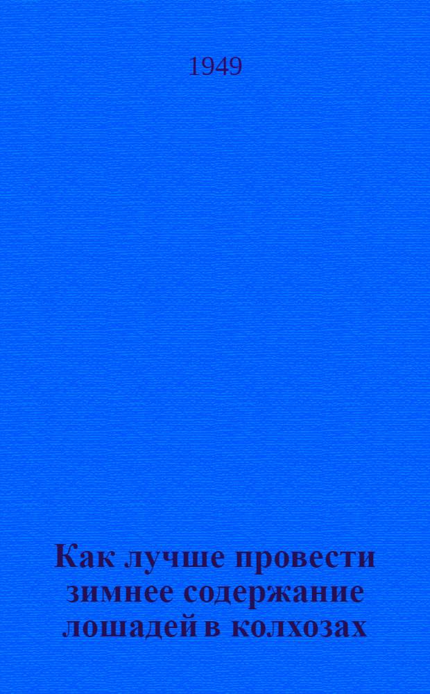 Как лучше провести зимнее содержание лошадей в колхозах