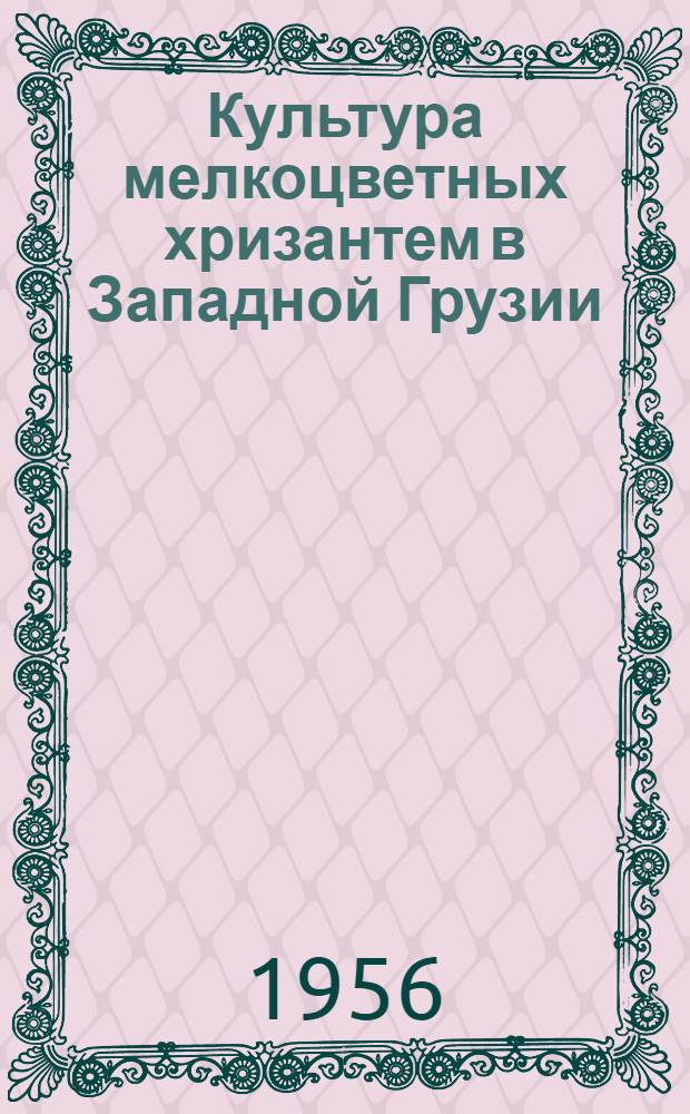 Культура мелкоцветных хризантем в Западной Грузии