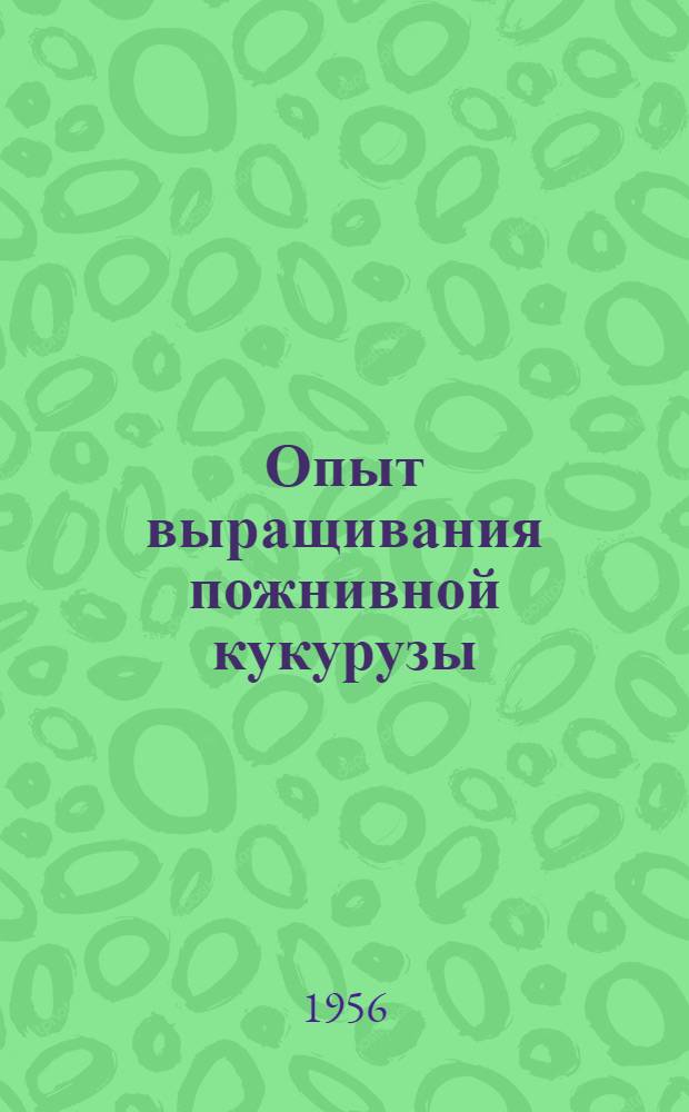 Опыт выращивания пожнивной кукурузы