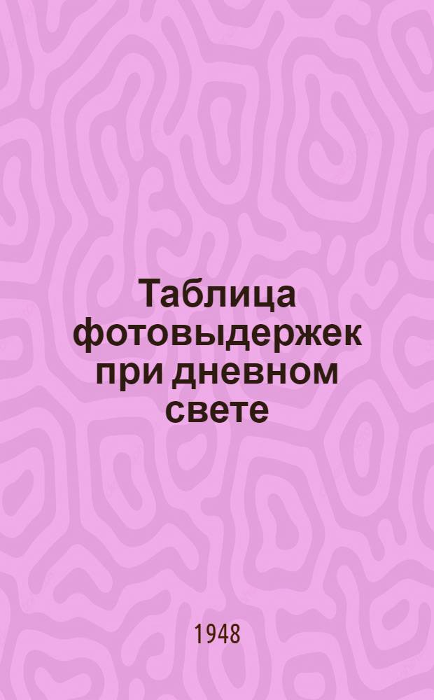 Таблица фотовыдержек при дневном свете