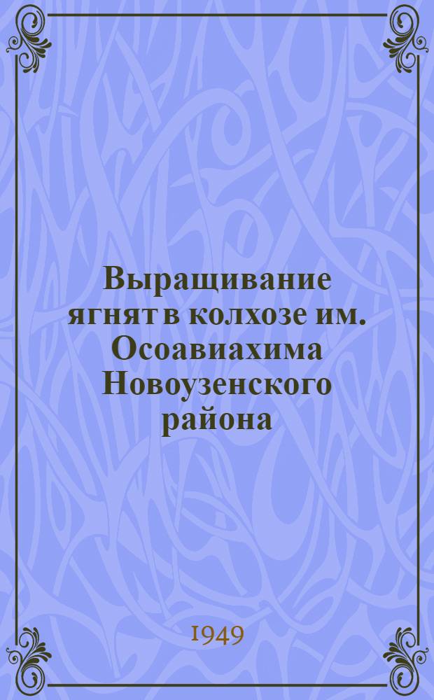 Выращивание ягнят в колхозе им. Осоавиахима Новоузенского района