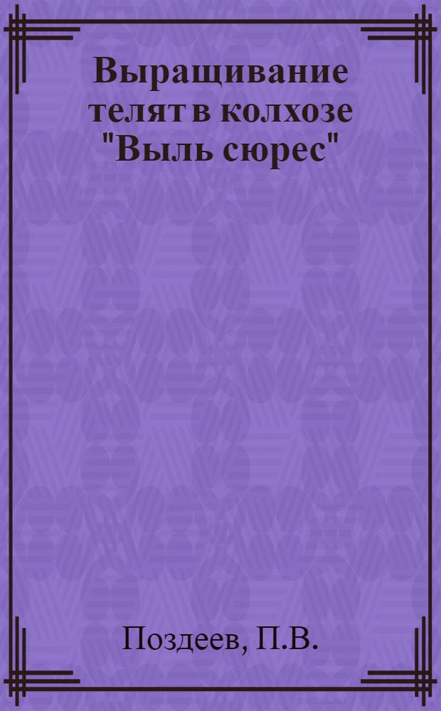 Выращивание телят в колхозе "Выль сюрес" : Кизиерск. район