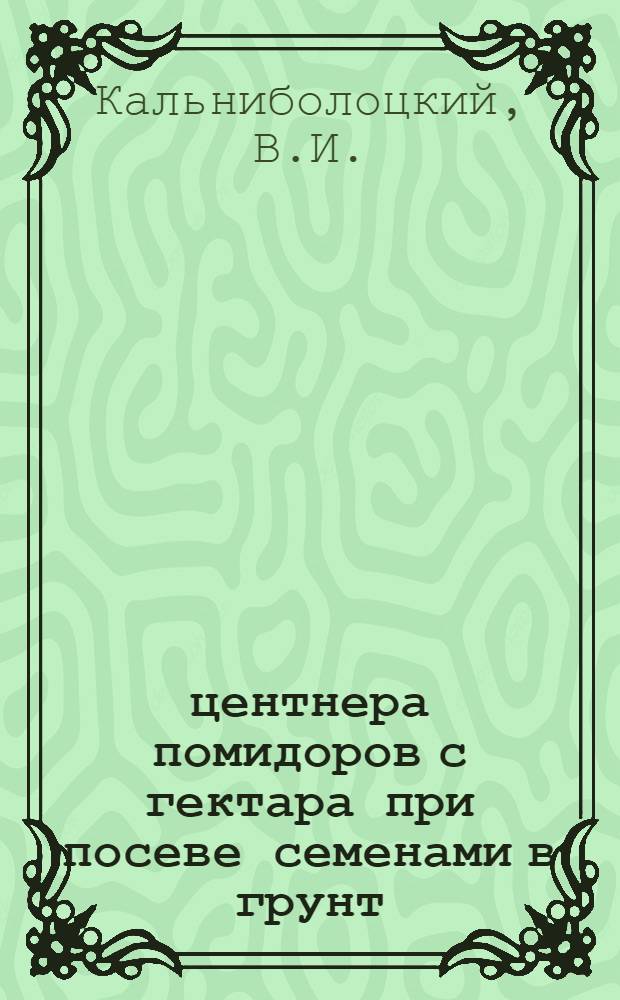 304 центнера помидоров с гектара при посеве семенами в грунт