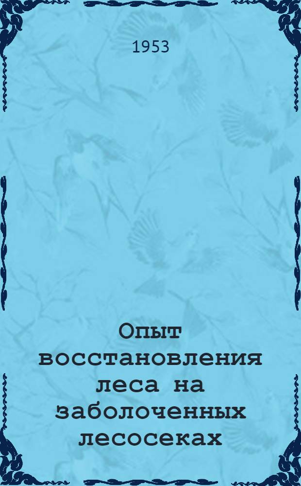 Опыт восстановления леса на заболоченных лесосеках