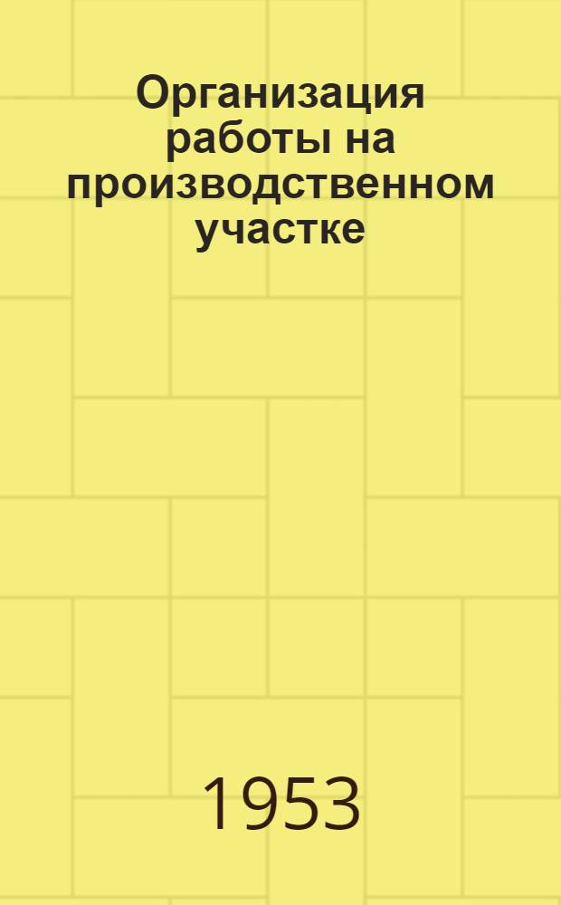 Организация работы на производственном участке : (В помощь молодому специалисту ткацкого производства)