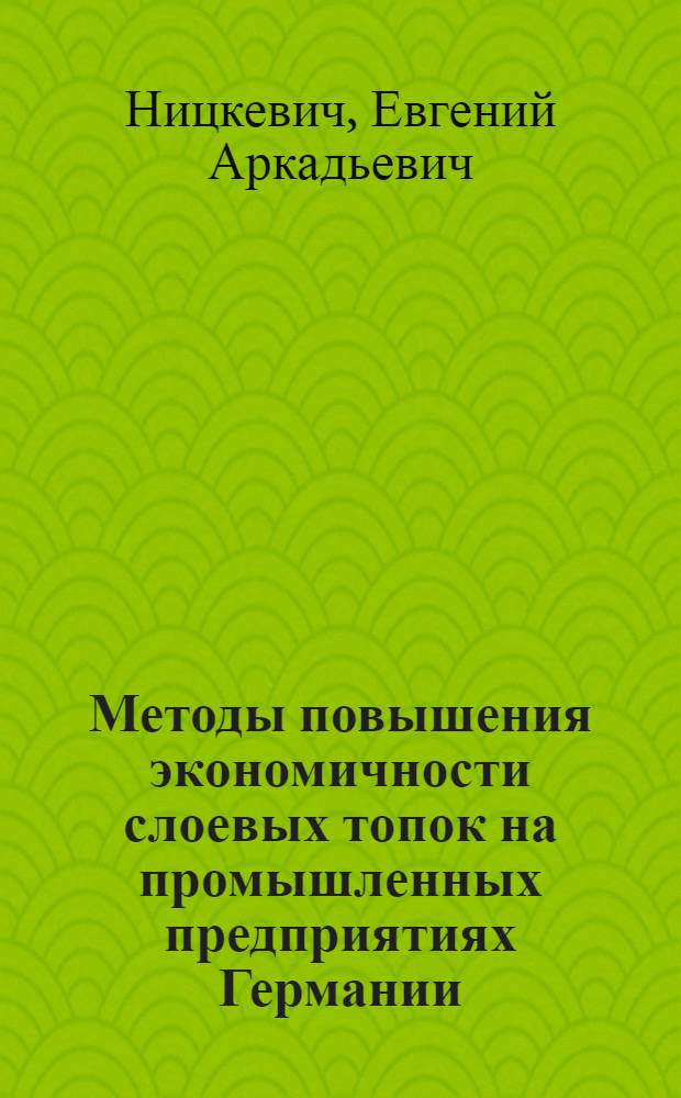 Методы повышения экономичности слоевых топок на промышленных предприятиях Германии
