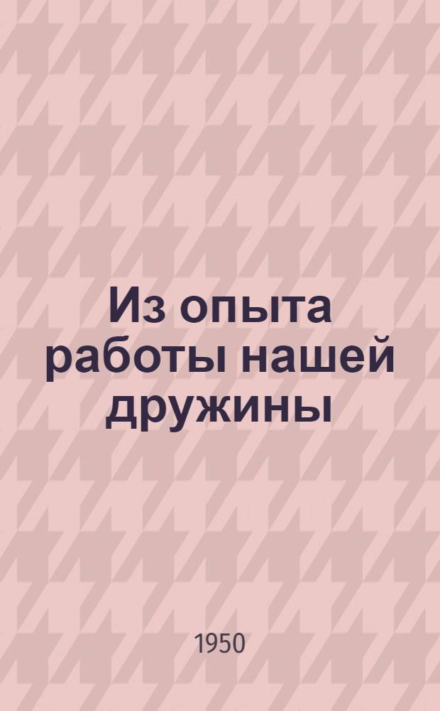 Из опыта работы нашей дружины