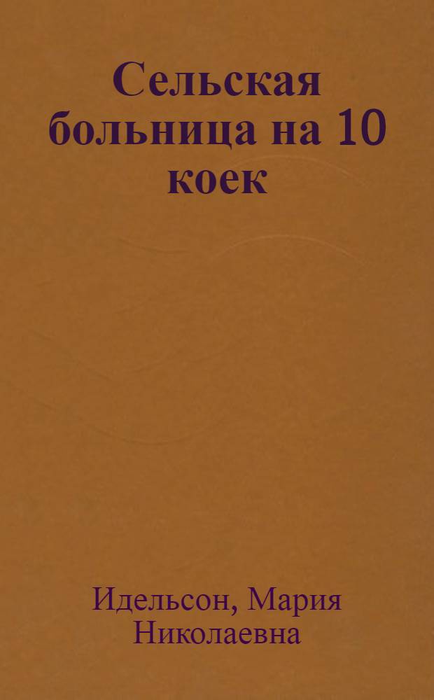Сельская больница на 10 коек : Одноэтажное здание (каменное)