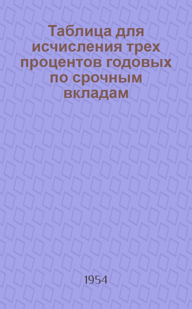 Таблица для исчисления трех процентов годовых по срочным вкладам