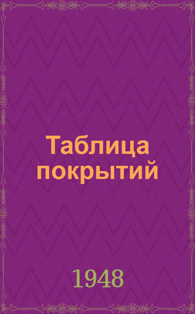 Таблица покрытий : Энциклопедия по пластмассам США "Plastics Catalog". 1947 г. : Пер. с англ.