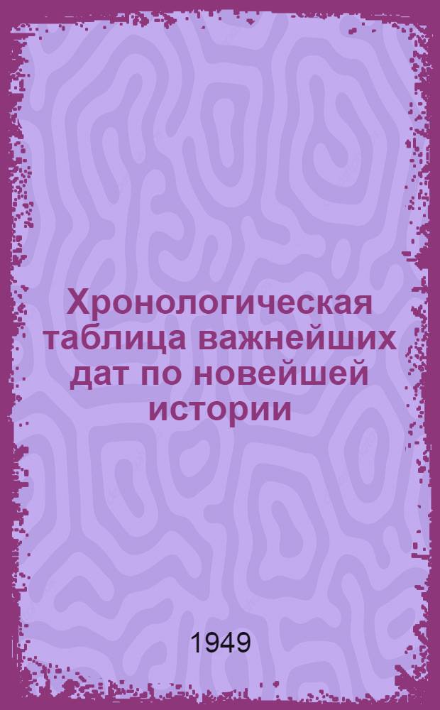 Хронологическая таблица важнейших дат по новейшей истории