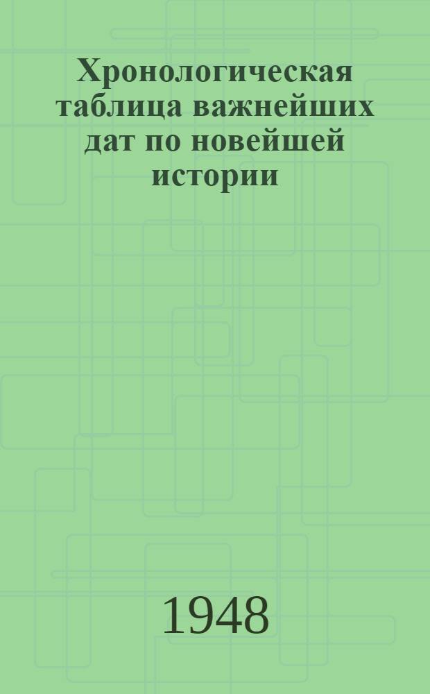 Хронологическая таблица важнейших дат по новейшей истории