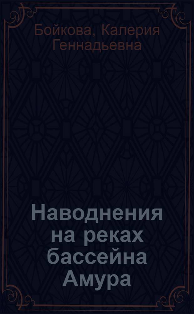 Наводнения на реках бассейна Амура : Автореферат дис. на соискание учен. степени кандидата геогр. наук