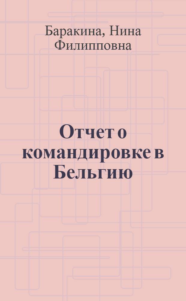 Отчет о командировке в Бельгию