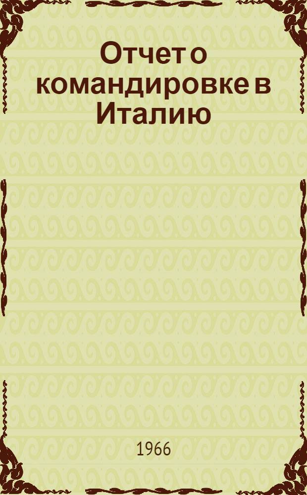Отчет о командировке в Италию