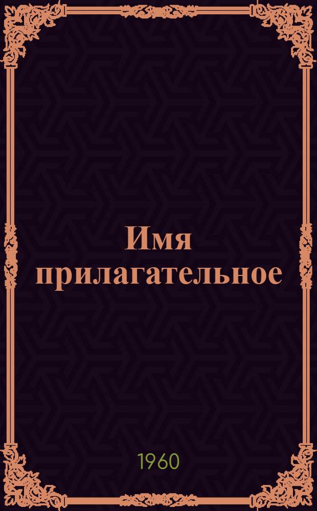 Имя прилагательное : Учеб. пособие по грамматике рус. яз. для работы с нерусскими