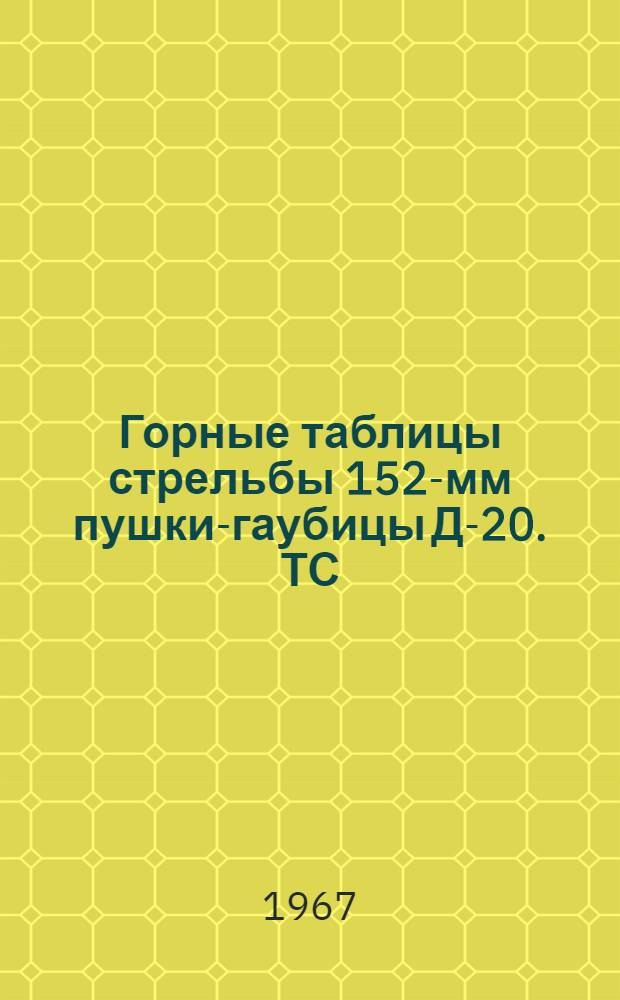 Горные таблицы стрельбы 152-мм пушки-гаубицы Д-20. ТС/ГРАУ № 271Г : Осколочно-фугасная пушечная граната ОФ-540. Бронебойно-трассирующий тупоголовый снаряд БР-540Б. Бронебойно-трассирующий остроголовый снаряд БР-540. Практический трассирующий снаряд ПБР-540. Кумулятивный снаряд БП-540