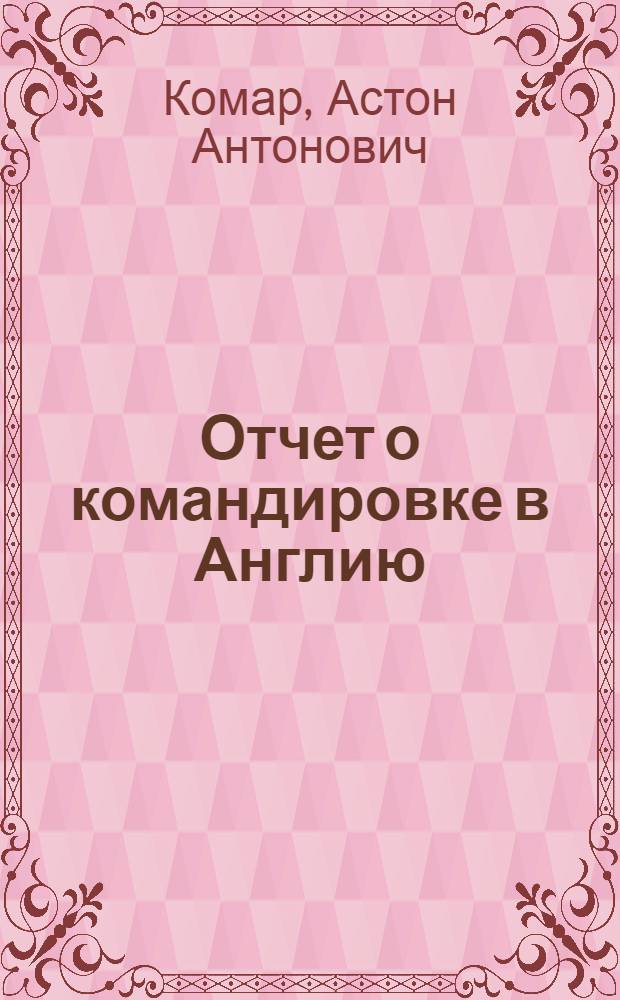 Отчет о командировке в Англию