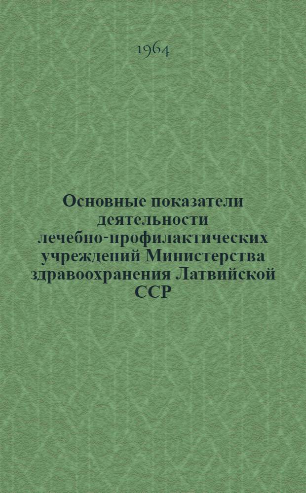 Основные показатели деятельности лечебно-профилактических учреждений Министерства здравоохранения Латвийской ССР