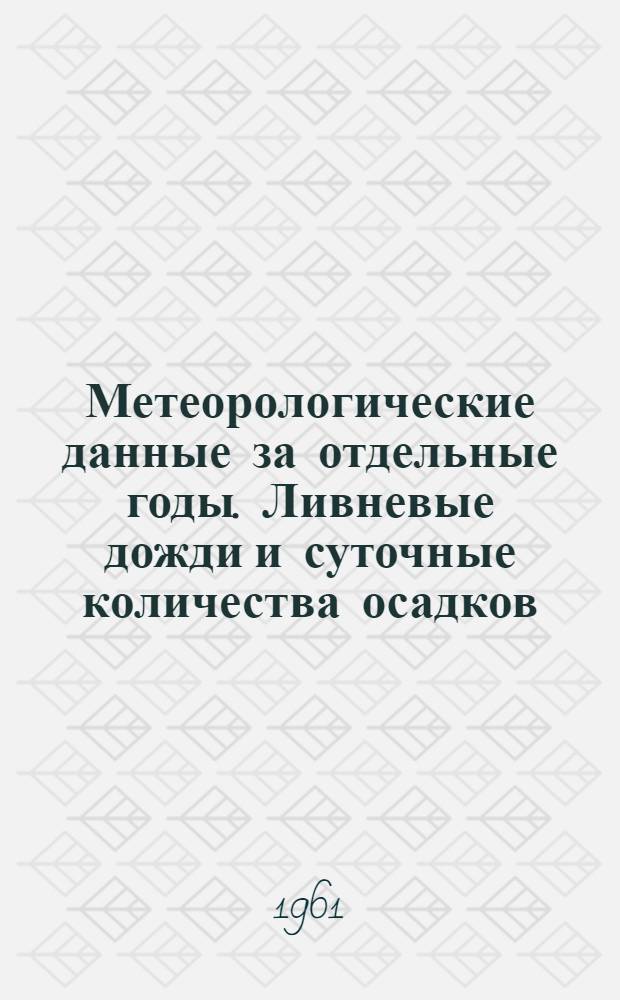 Метеорологические данные за отдельные годы. Ливневые дожди и суточные количества осадков. Вып. 15. По Азербайджанской ССР и Дагестанской АССР