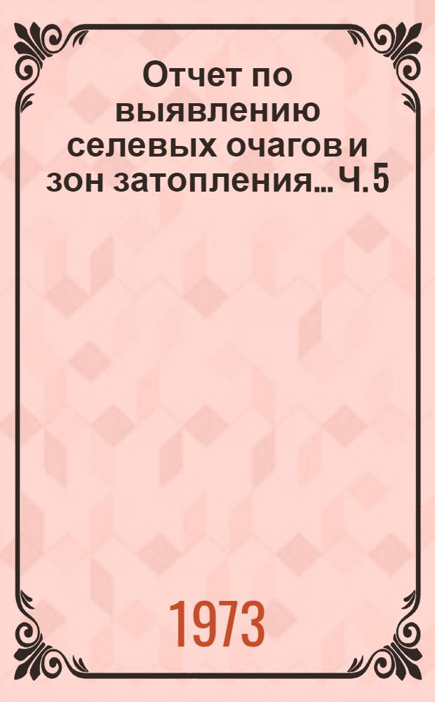 Отчет по выявлению селевых очагов и зон затопления... Ч. 5 : ...Кашкадарьинской области