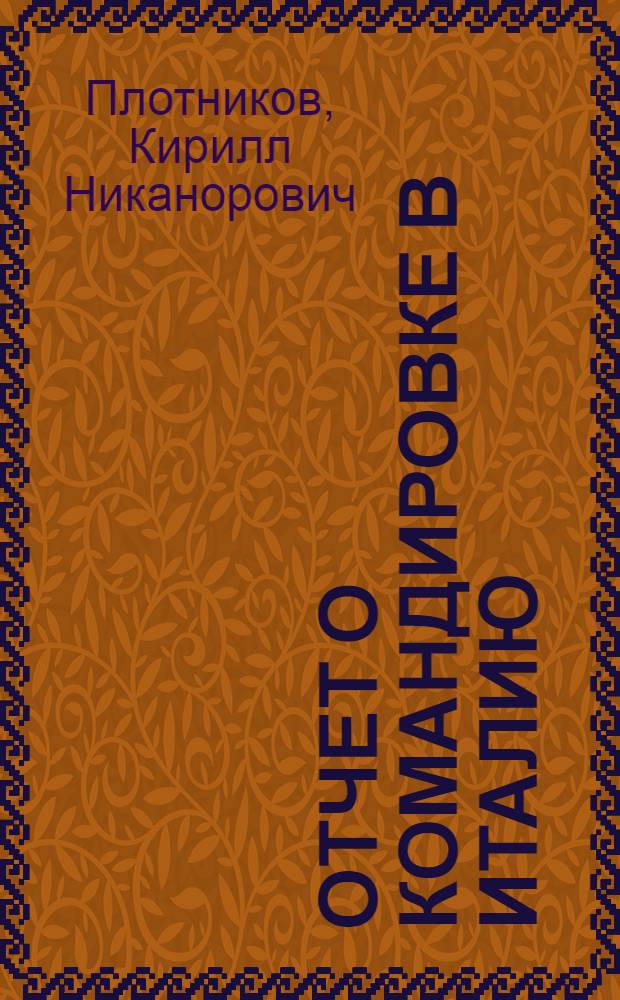 Отчет о командировке в Италию