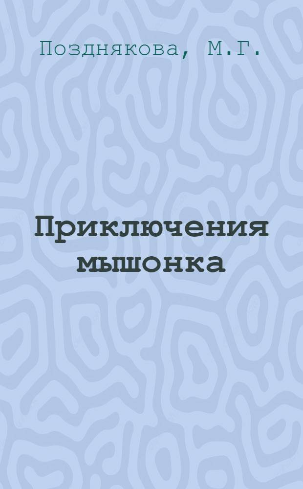 Приключения мышонка : Сказка в стихах : Для дошкольного возраста