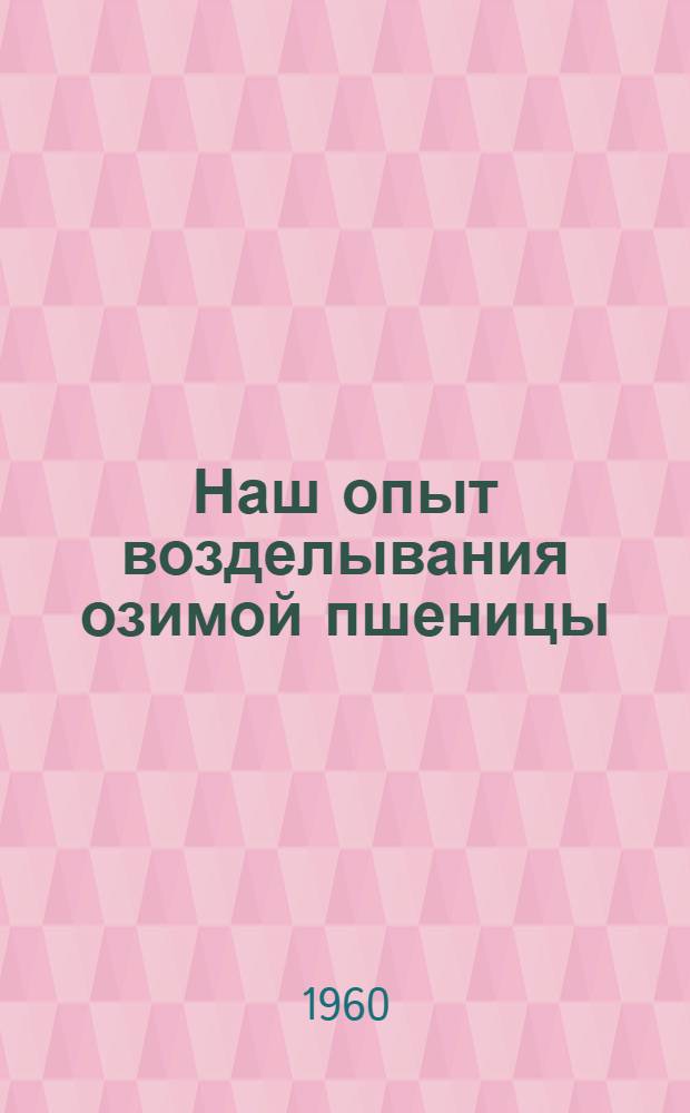 Наш опыт возделывания озимой пшеницы