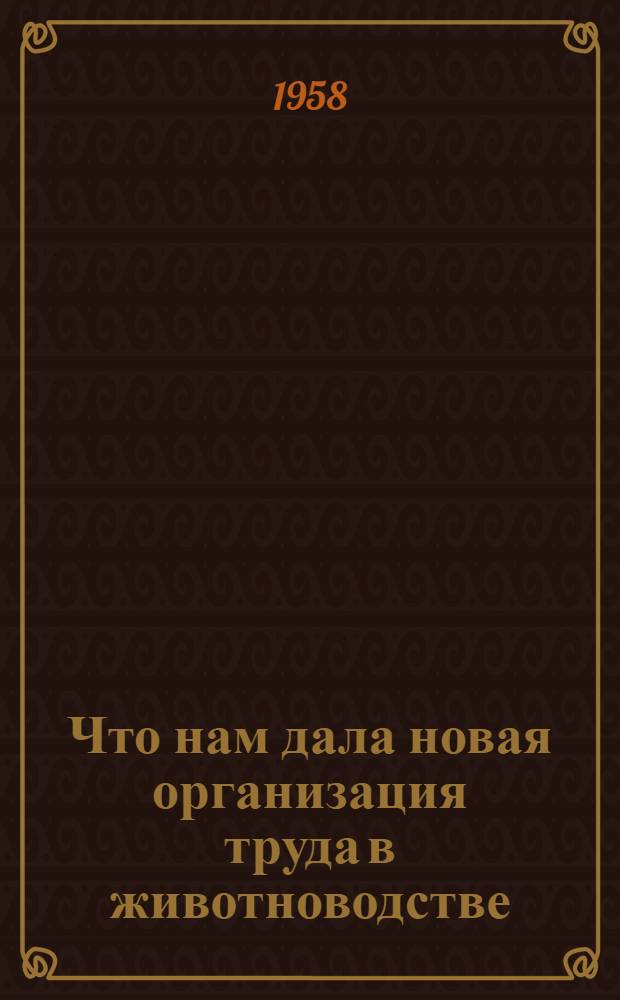 Что нам дала новая организация труда в животноводстве