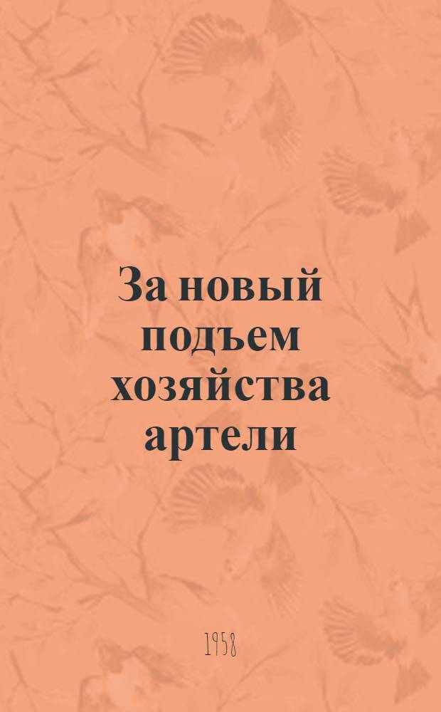 За новый подъем хозяйства артели
