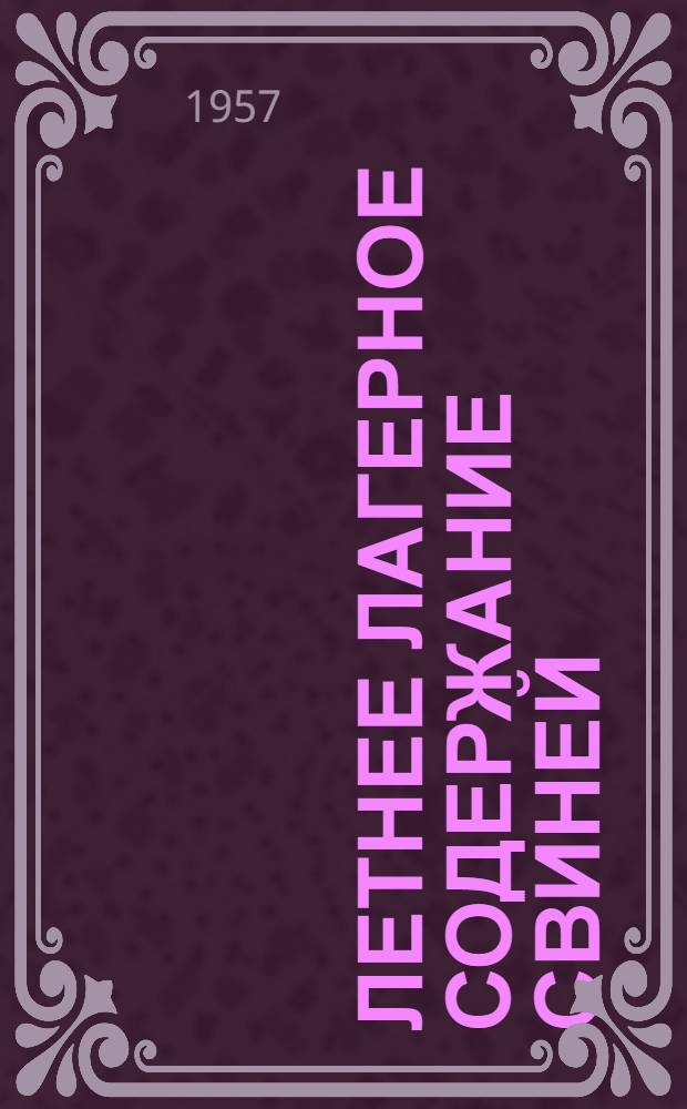 Летнее лагерное содержание свиней