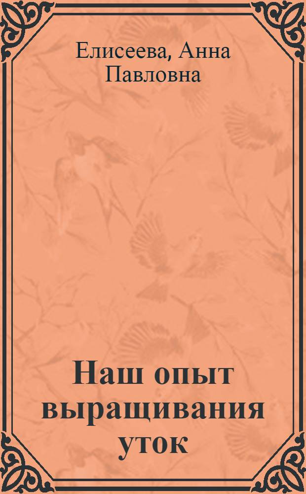 Наш опыт выращивания уток
