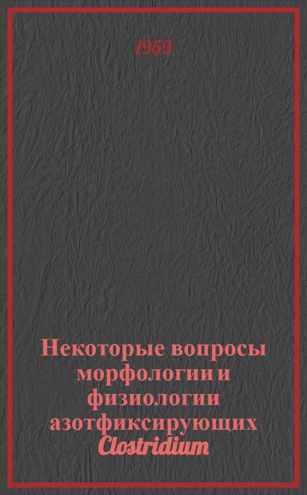 Некоторые вопросы морфологии и физиологии азотфиксирующих Clostridium