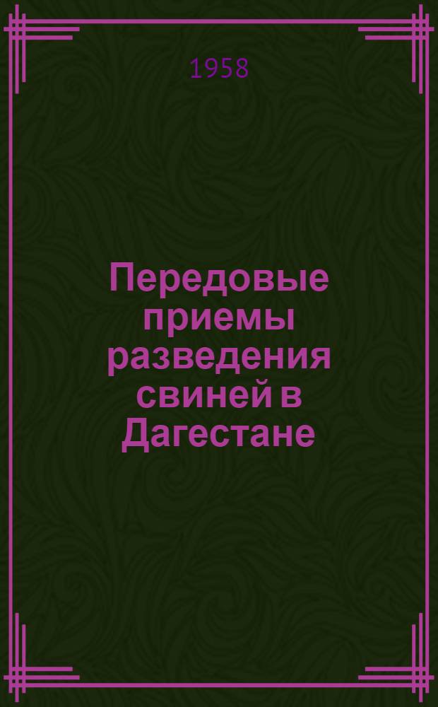 Передовые приемы разведения свиней в Дагестане