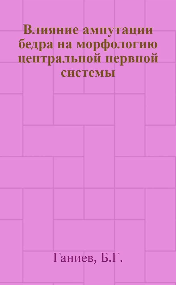 Влияние ампутации бедра на морфологию центральной нервной системы : Автореферат дис. на соискание учен. степени кандидата мед. наук