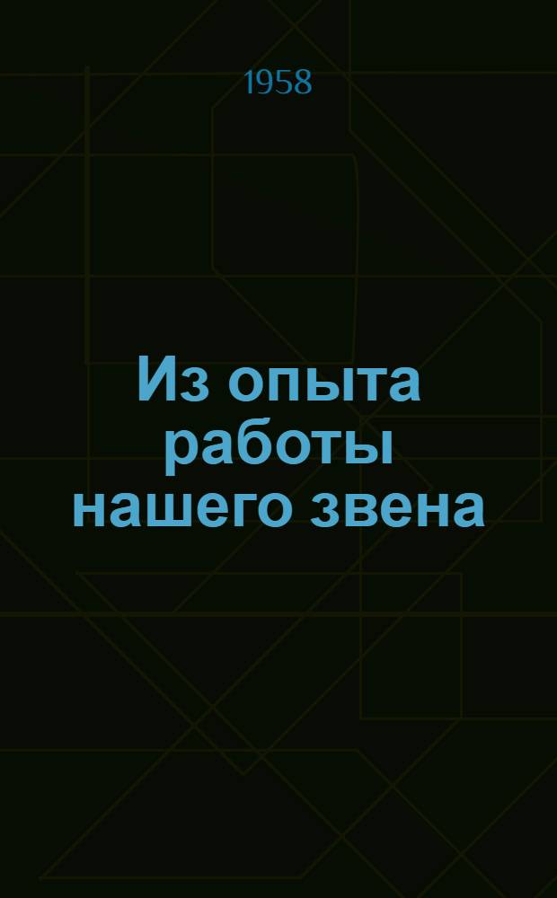 Из опыта работы нашего звена