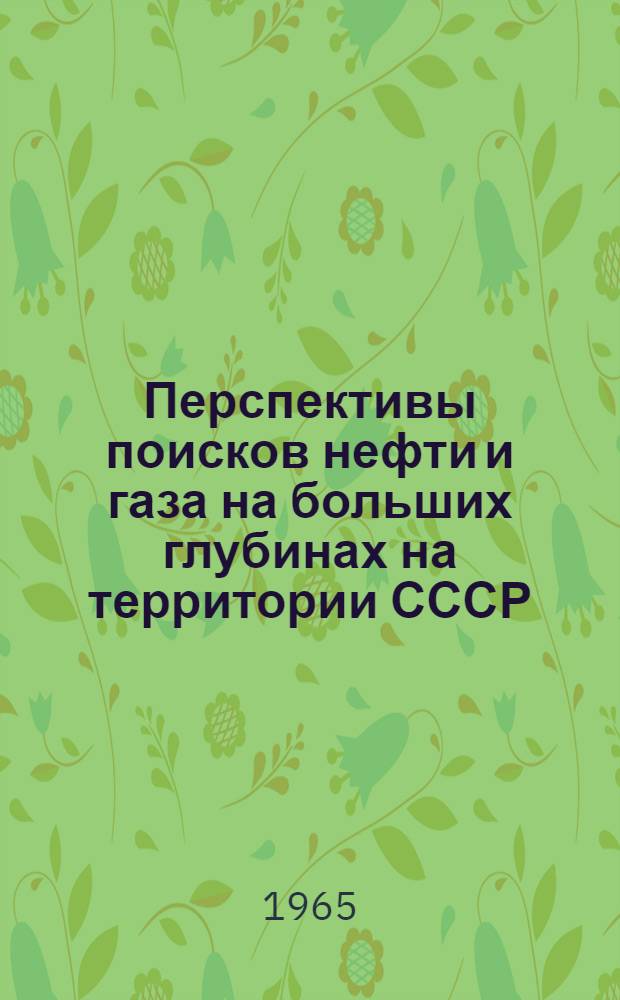 Перспективы поисков нефти и газа на больших глубинах на территории СССР