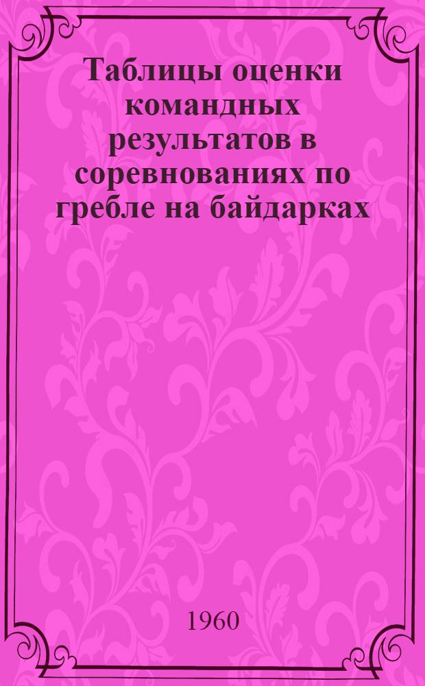 Таблицы оценки командных результатов в соревнованиях по гребле на байдарках (каяках) и каноэ