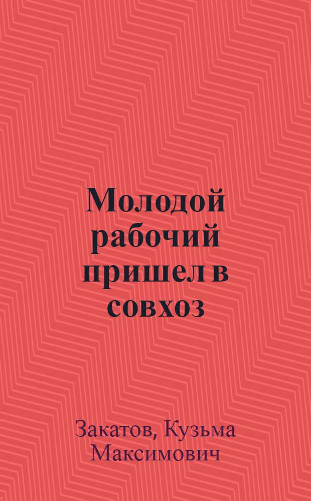 Молодой рабочий пришел в совхоз