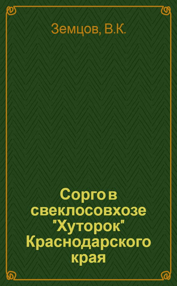 Сорго в свеклосовхозе "Хуторок" Краснодарского края