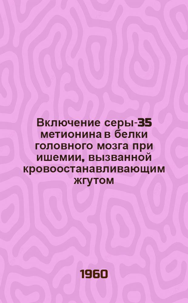 Включение серы-35 метионина в белки головного мозга при ишемии, вызванной кровоостанавливающим жгутом : Автореферат дис. на соискание ученой степени кандидата медицинских наук