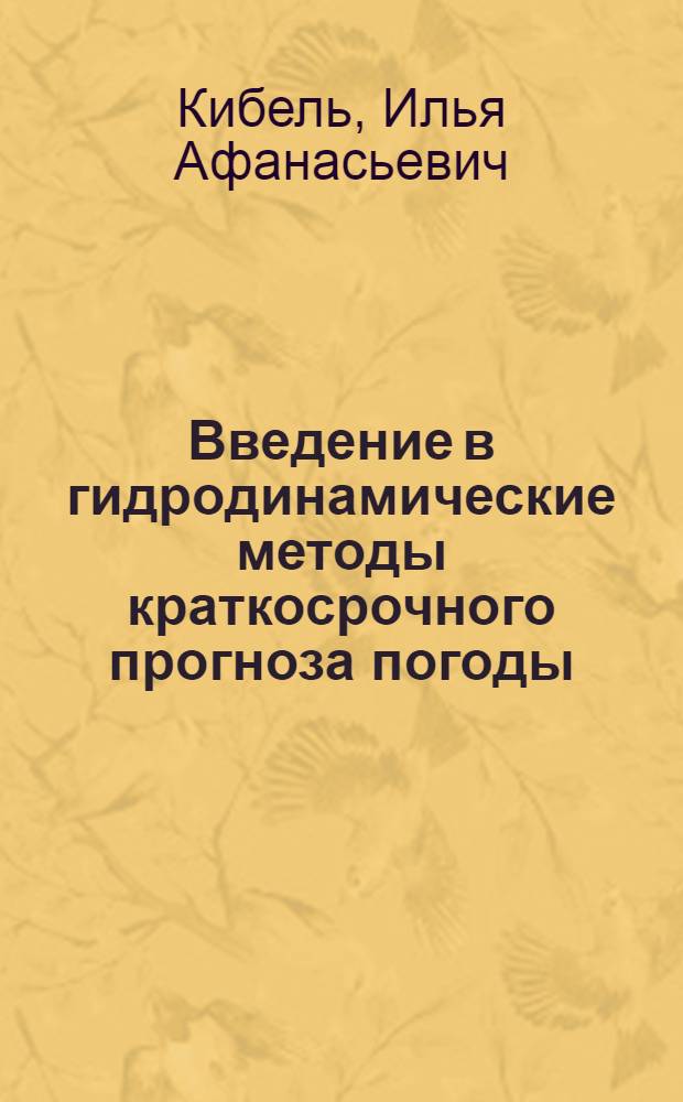 Введение в гидродинамические методы краткосрочного прогноза погоды
