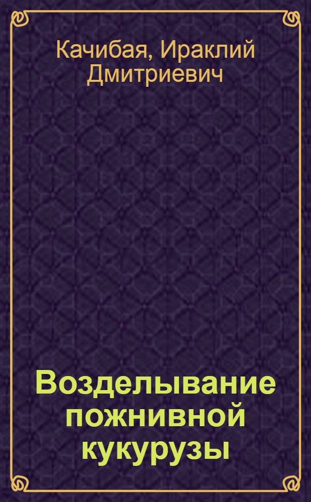 Возделывание пожнивной кукурузы