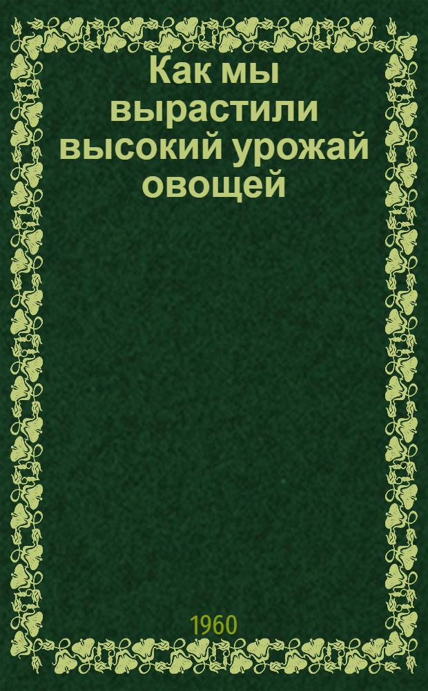 Как мы вырастили высокий урожай овощей