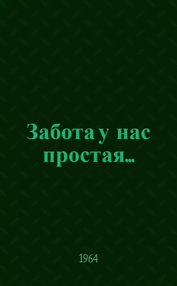 Забота у нас простая... : Очерк о комсомольцах села Байбузы